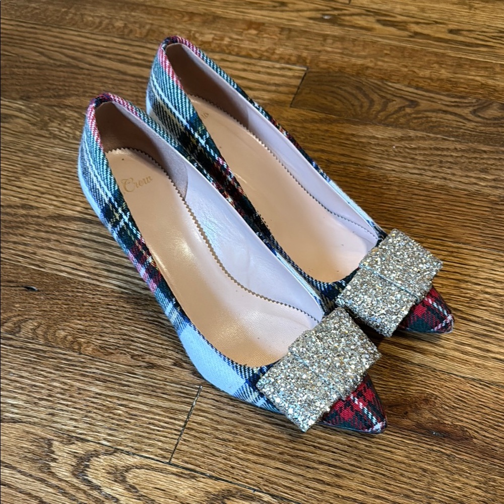 J. Crew Red and Blue Flats with Sparkling Embellishment